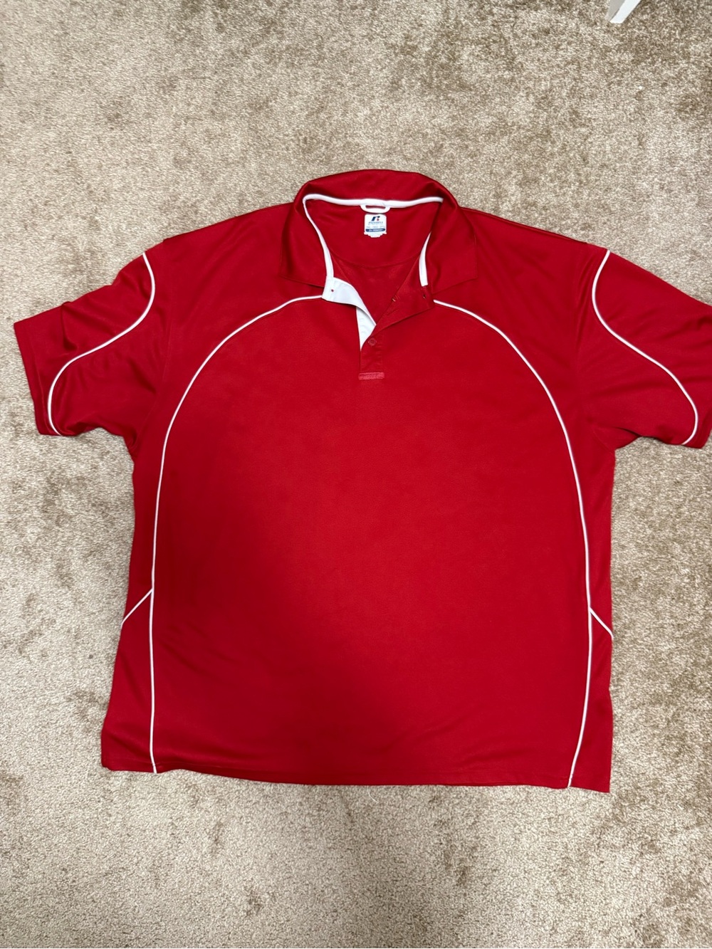 Russell Athletic Red Polo‎ with White Piping